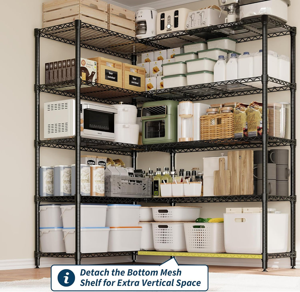 Regine Switzerland 5-Tier Metal Storage Shelving Unit - Heavy-Duty Wire Shelves for Home & Garage | 70.5" H x 59" W x 13.8" D