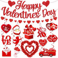 Valentines Day Decorations, Valentine Day Party Supplies includes Happy Valentine‘s Banner Red Heart Pendant Heart Chocolate Hanging Swirls, Love Decorations for Home Office Wedding Anniversary