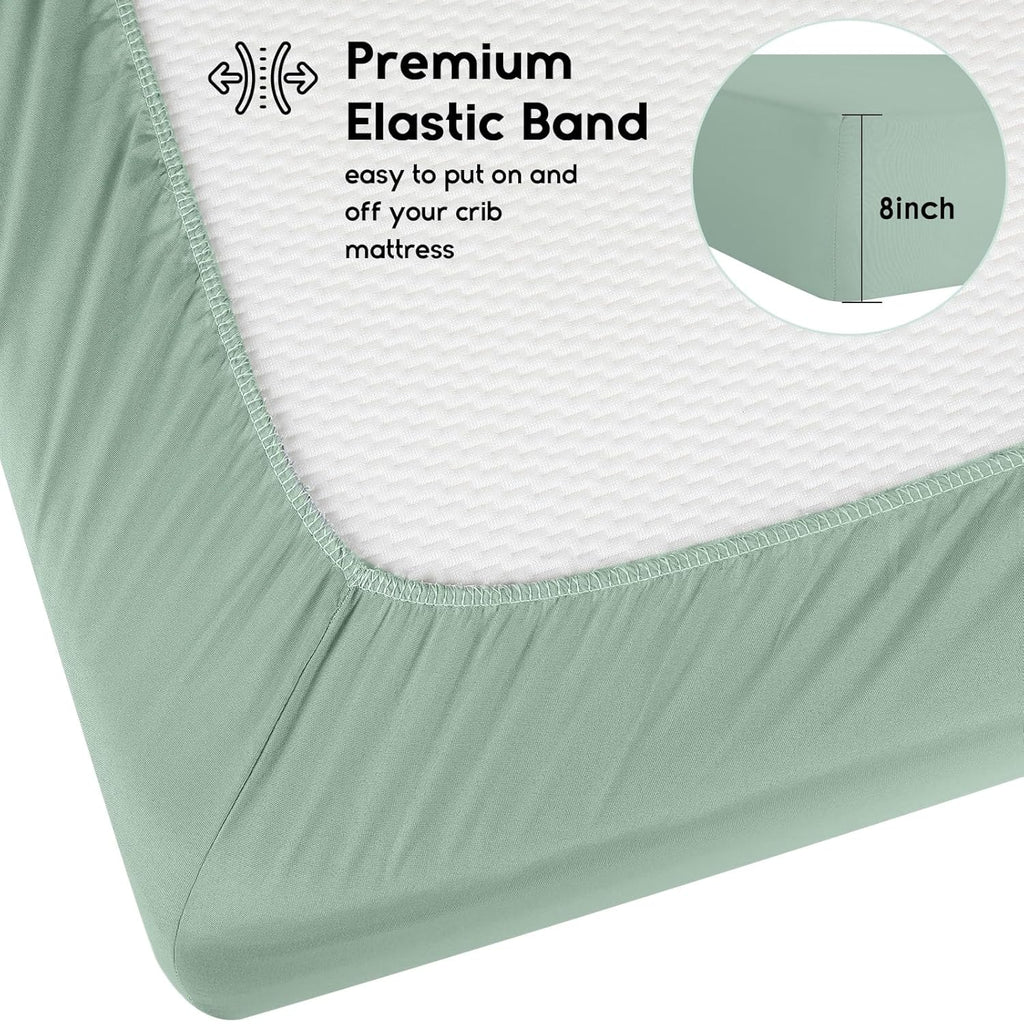 Yoofoss Fitted Baby Crib Sheets - Super Soft Microfiber 2-Pack for Standard Crib & Toddler Mattress | Green & Giraffe Design 28x52x8in