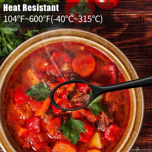 6 Pcs Small Silicone Spoons 8 Inch mini Mixing Spoons for cooking,Heat Resistant Spoons, Mixing Spoons for Kitchen Cooking Baking Stirring Mixing Tools (B Black 6PCS)