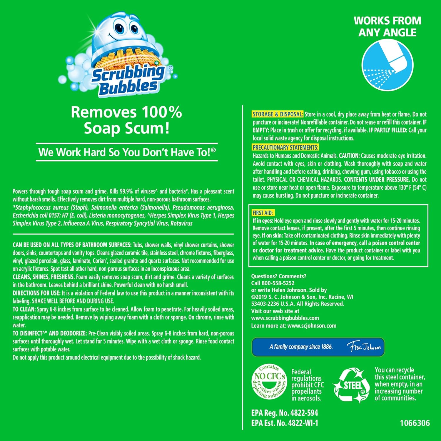 Scrubbing Bubbles Bathroom Cleaner - Foaming Disinfectant Spray with Rainshower Scent | 20oz