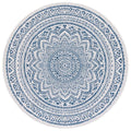 SAFAVIEH Courtyard Collection 4' Round Ivory/Navy CY8734 Boho Mandala Indoor/ Outdoor Easy -Cleaning Patio Backyard Mudroom Area -Rug