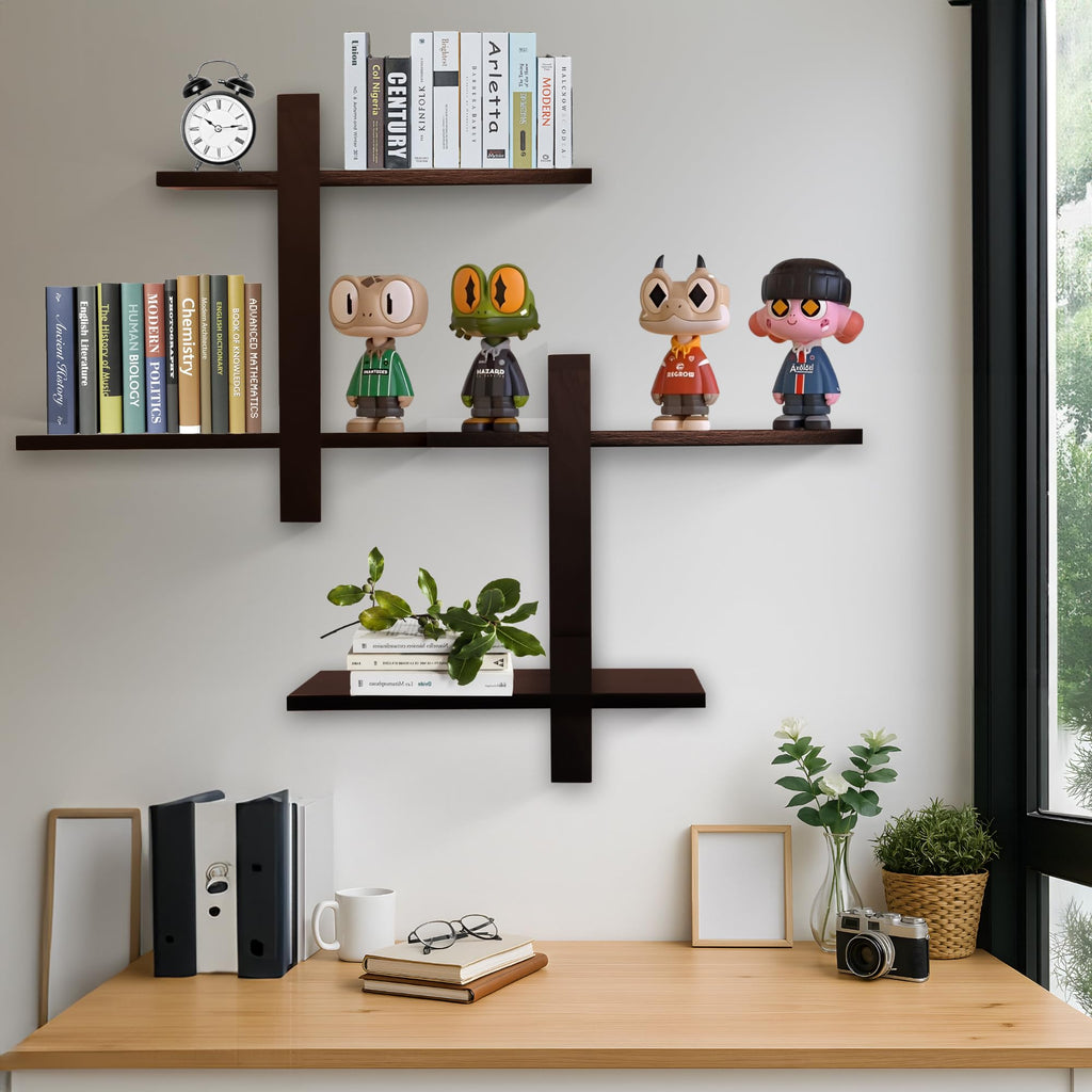 FURAOMEILI Floating Shelves for Wall,Wall Mounted Storage Display Shelves for Living Room,Bedroom, Bathroom, Kitchen,Office，Set of 2(Walnut)