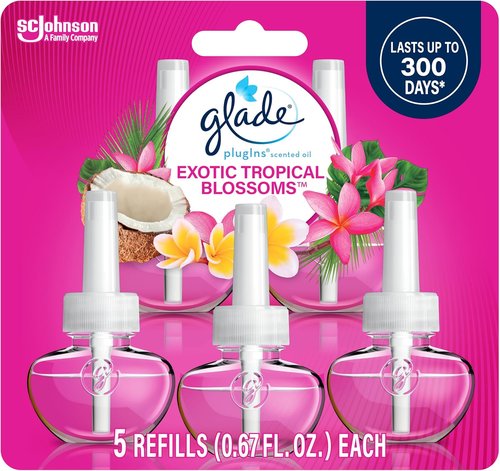 Glade PlugIns Refills Air Freshener - Exotic Tropical Blossoms Scent | 3.35 Fl Oz, 5 Count