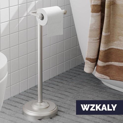 **Regine Toilet Paper Holder - Brushed Nickel Free Standing Design with Stable Weighted Base | SUS304 Stainless Steel**