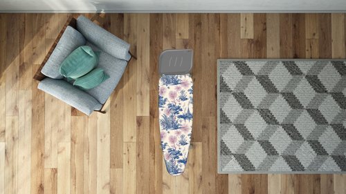 Colombo Ironing Board Cover 55.1” x 21.7” – Fits Boards Up to 51.2” x 17.7” – 2-Layer Organic Cotton & Felt Pad, Clip Included, Spring Blossom Design, Made in Italy