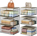 Sturdy Metal Closet Organizers by [Brand Name] - Extra-Long Stackable Storage Bins | Space-Saving Black Design, 3 Pack