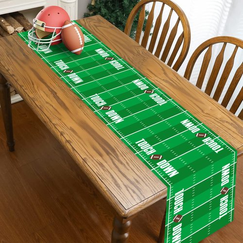 6 Pcs Plastic American Football Court Table Runners, Football Birthday Party Decoration Touch Down Tables Runner Centerpieces Decor for Game Day Boy Men Birthday Supplies, 14in x 108in