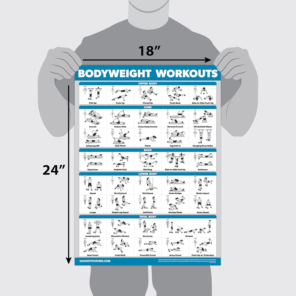 Palace Learning Bodyweight Workout Poster - Laminated Calisthenics Routine Chart | 18" x 24" Size