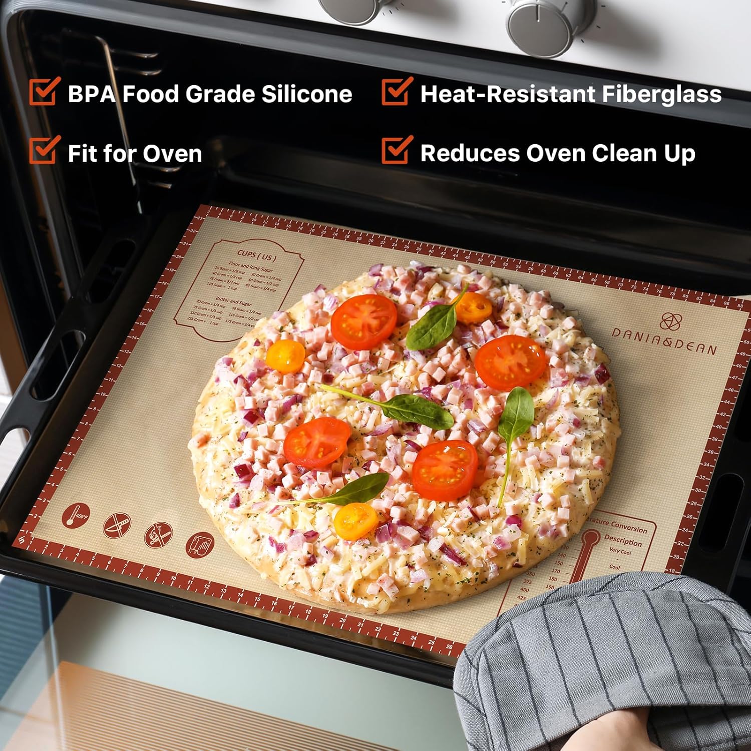Silicone Baking Mat - Extra Thick Non-Stick Dough Rolling Mat | 36" x 24" with Measurements for Cookies & Pastries