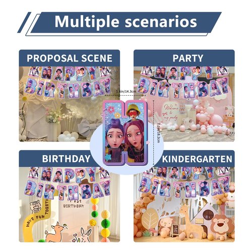 Birthday Decorations Set, Theme Party Supplies with Happy Birthday Banner Supplies Decorations Letter Balloons for School Classroom Decor, Fan Meeting Christmas Gift (98 Pcs）