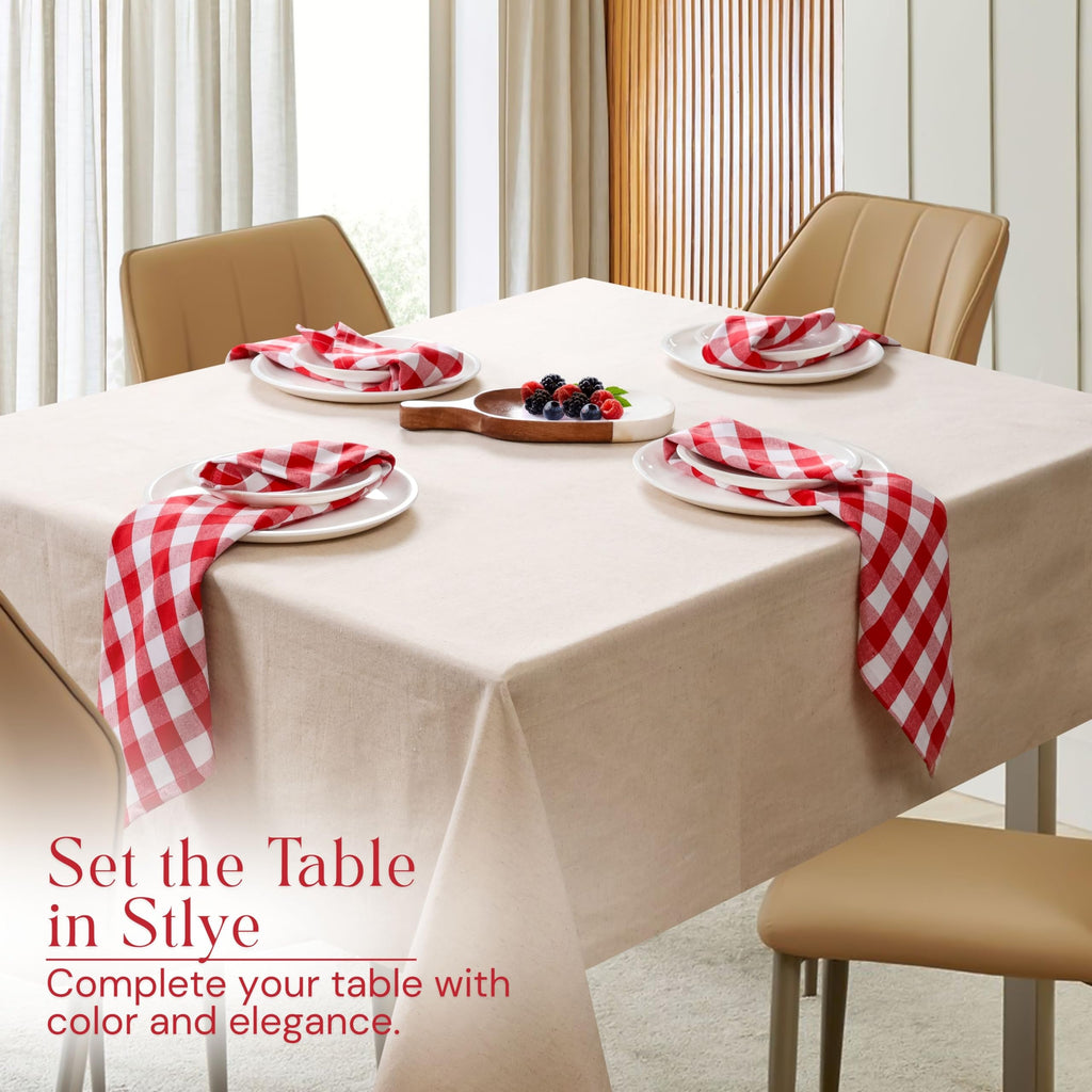 Softopia Cotton Cloth Napkins 18”X18” 100% Cotton Decorative Washable Gingham Buffalo Check Plaid Table Napkin for Kitchen, Party, Wedding, Restaurant & Camping - Red White (Set of 12)