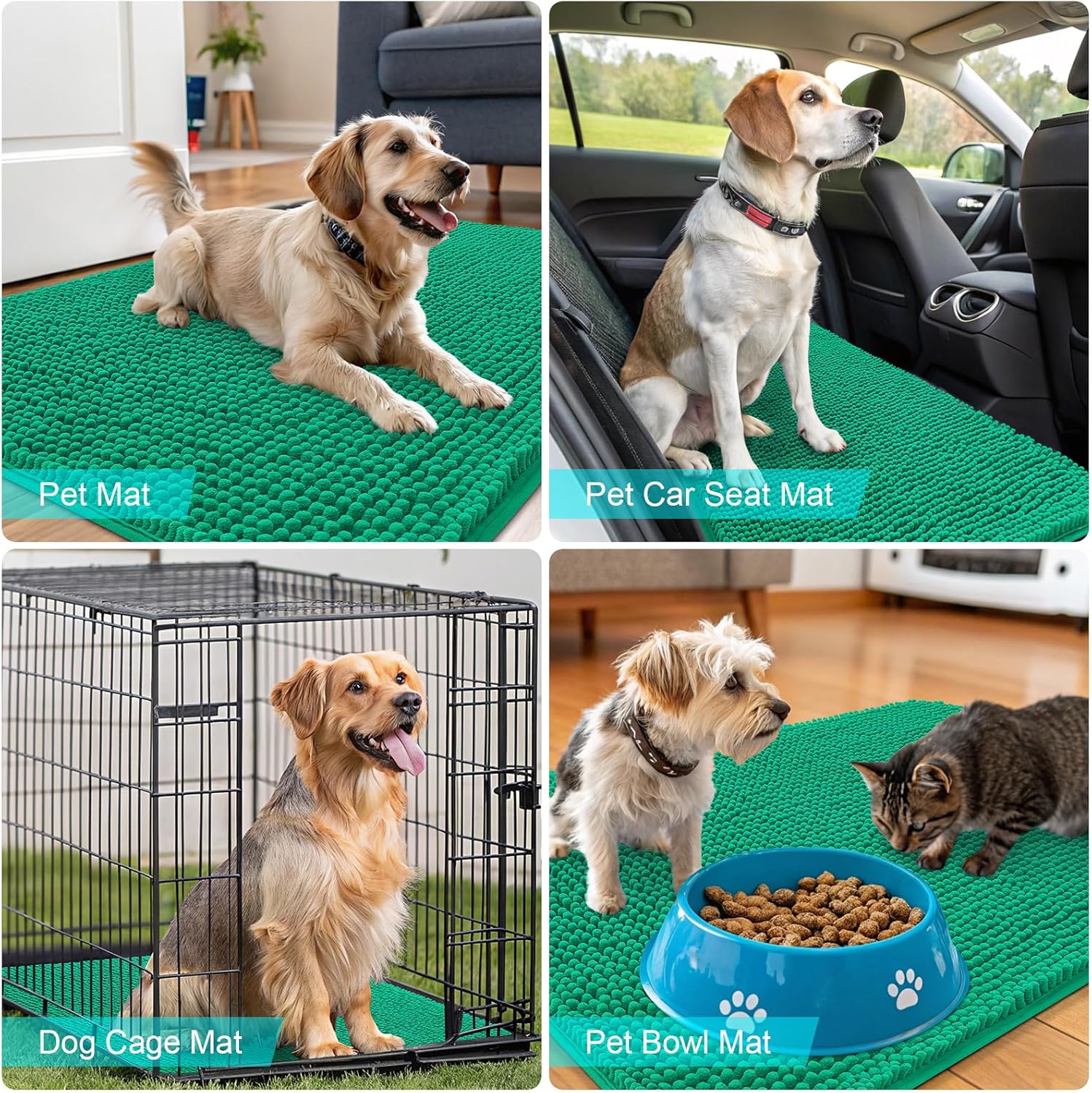 OLANLY Dog Door Mat - Absorbent Non-Slip Washable Doormat for Muddy Paws | 36x24 Emerald Green