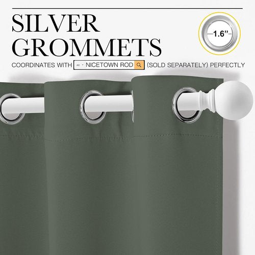 NICETOWN Blackout Curtain Panels - Dark Mallard, Thermal Insulated Grommet Drapes, 42x78 Inches