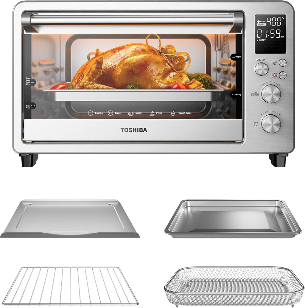 TOSHIBA ChefFry Air Fryer Toaster Oven - 26.4-Quart Stainless Steel Combo with Toast, Bake & Broil