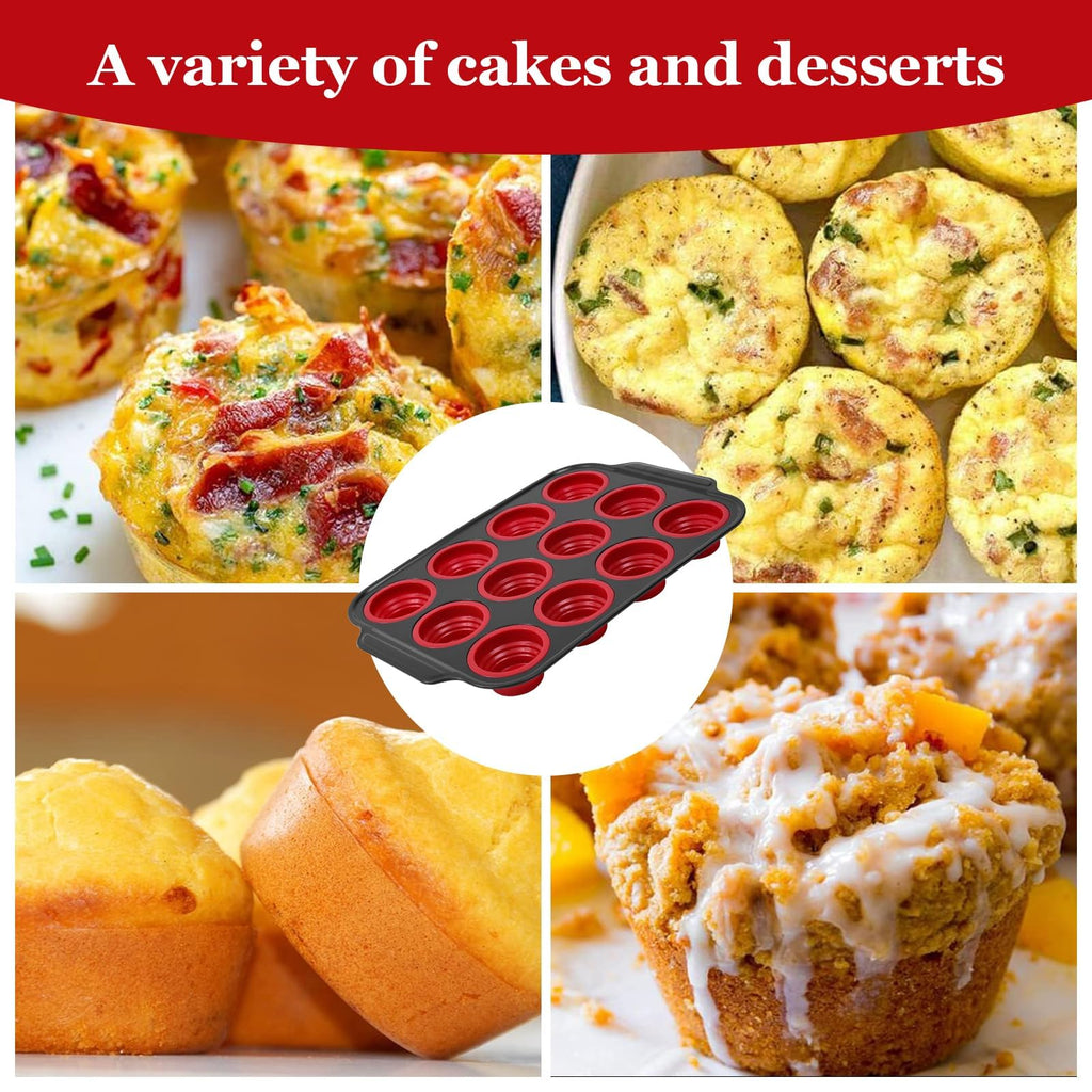 YiYeraio 6 Cups Silicone Muffin Pans for Baking with Metal Frame, Egg Bite Molds, Cupcake Pans Regular Size, Muffin Tins Easy to Pop Nonstick Non Toxic Bakeware for Oven Dishwasher Safe