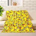 SmoothNovelty Cute Rubber Duck Throw Blanket All Season Cartoon Decorative Fleece Blankets Ducky Soft Cozy Flannel Carpet for Bed Chair Car Sofa Couch Bedroom(Yellow,50 X 60)