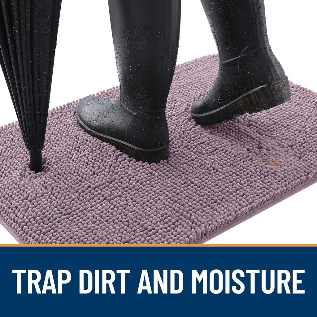 OLANLY Dog Door Mat - Absorbent Non-Slip Mud Mat for Indoor Use | Quick Dry Chenille, Deep Plum 44x24