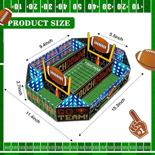 Fullhawl 1 Pcs Football Party Supplies Kit Large Food Serving Tray Football Snack Plates Complete Tailgate Stadium Bowl Kit for Birthday Celebration Table Centerpiece Decorations Favor