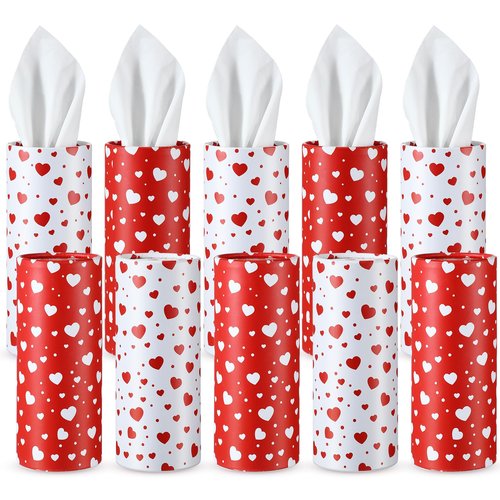 Cinnvoice 20 Pcs Valentine Car Tissues Cylinder with 3 Ply Facial Tissues Bulk Round Tissue Boxes Tubes Travel Tissue for Car Cup Holder Home Bathroom Office Accessories