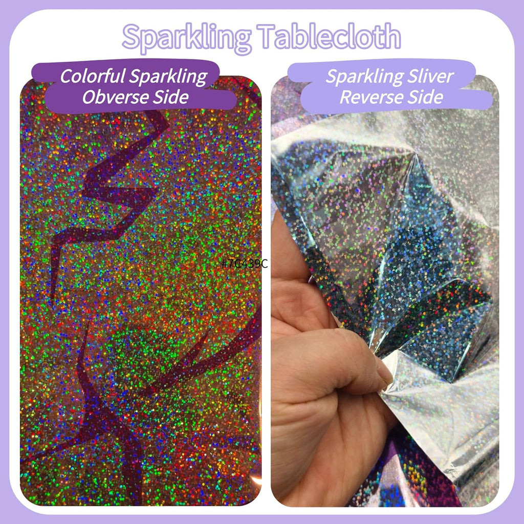 Skiennix Holographic Tablecloth - 54x108 Inch Purple Lightning Bolt | Waterproof Disposable Cover for Kpop Birthday Party