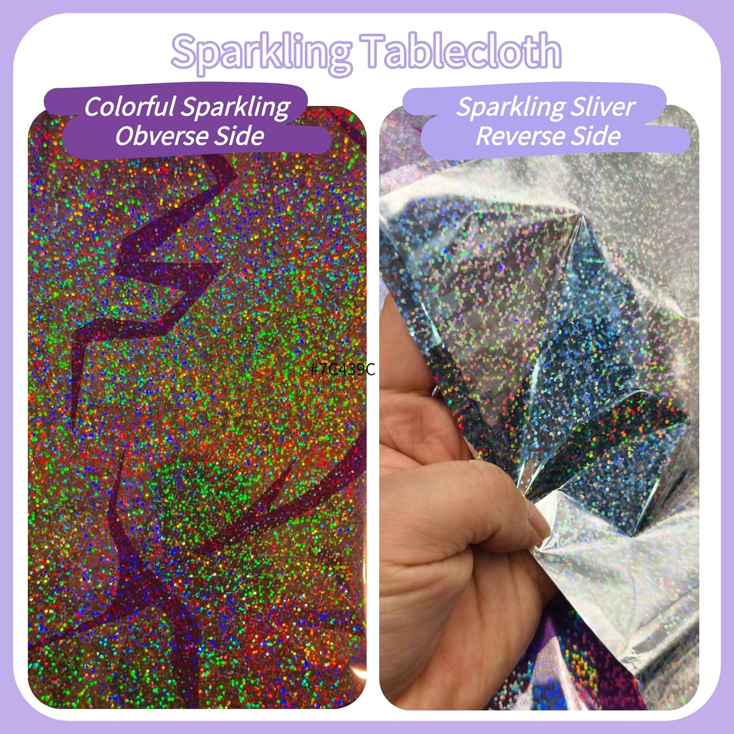 Skiennix Holographic Tablecloth - 54x108 Inch Purple Lightning Bolt | Waterproof Disposable Cover for Kpop Birthday Party