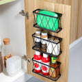 YIGII 3 Pack Adhesive Cabinet Door Organizer, Black Lid Organizer Inside Cabinet Door Storage, Slim Space Lid Holder Wall Mounted for Kitchen, Pantry, Bathroom