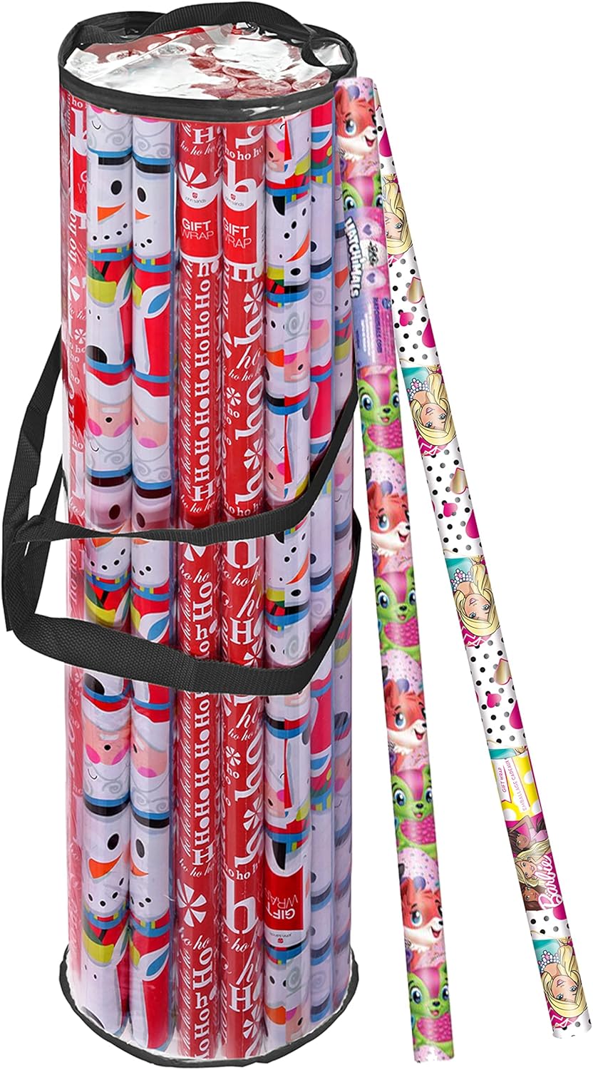 Primode Wrapping Paper Storage Bag - Heavy Duty Organizer for 24 Rolls | Fits 40-Inch Long Rolls (Black)