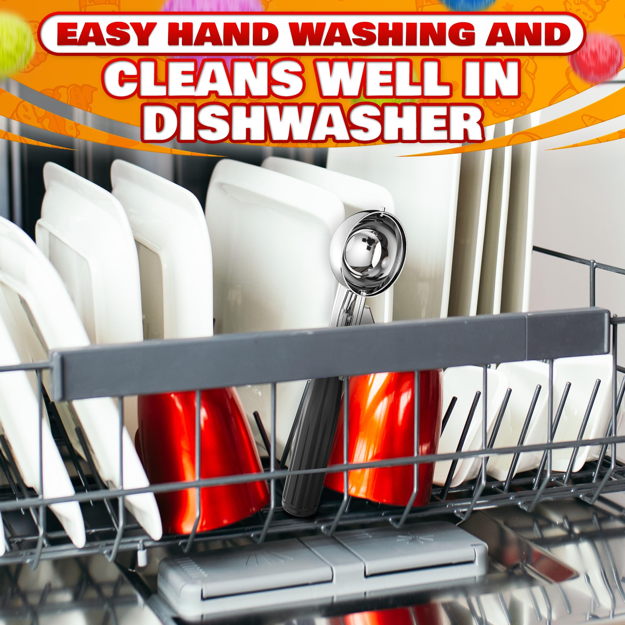 1 Oz Ice Cream Scoop with Trigger #30 - Versatile 1 Oz Scoop for Gelato, Cookie Dough Baking, Sorbet & Meatballs - Rust-Resistant Stainless Steel, Easy to Clean, Great as Valentine Day Kitchen Gift