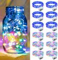 Skiennix 12 Pack Fairy Lights - 7Ft 20 LED Twinkle String Lights | Waterproof & Battery Operated for Parties, Weddings, Christmas & More - Rainbow & Blue