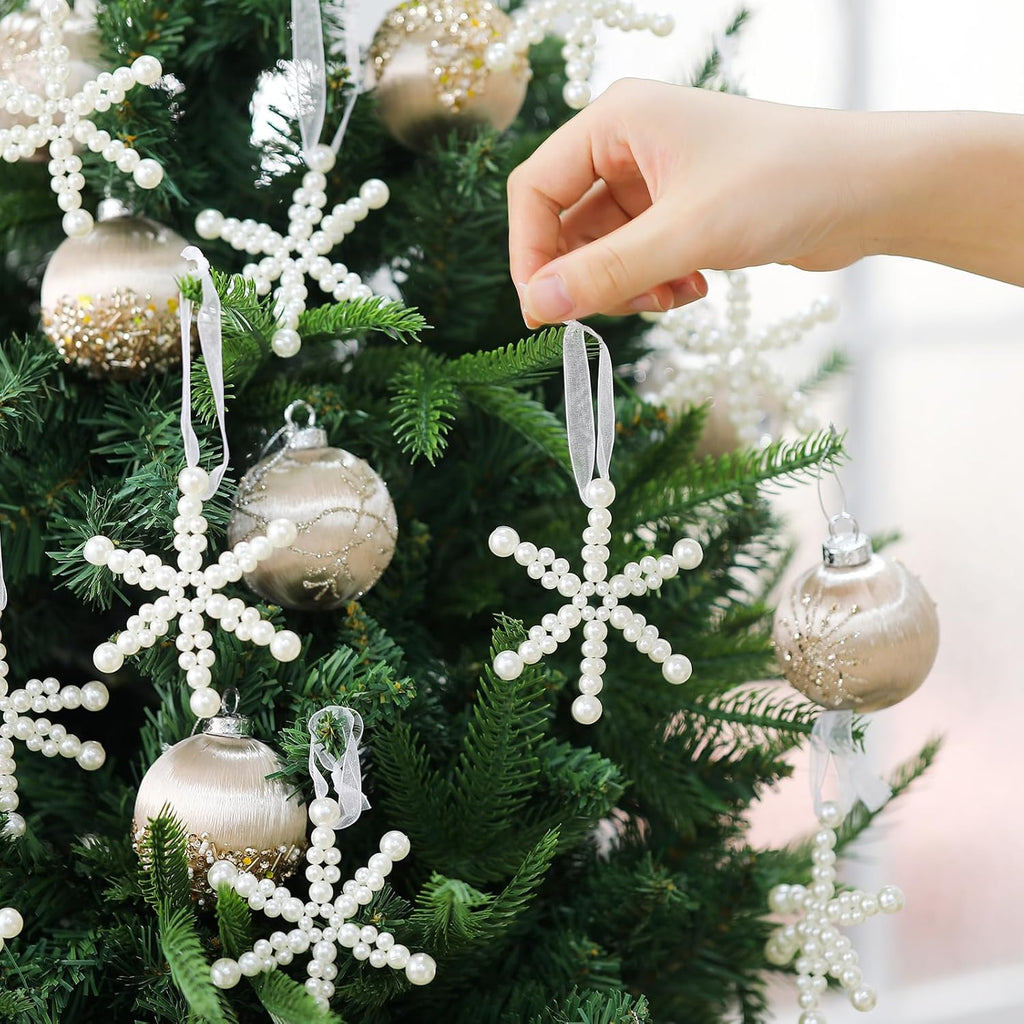 Beeveer 12 Pcs White Snowflake Ornaments - Elegant Hanging Decor for Christmas Trees & Winter Celebrations