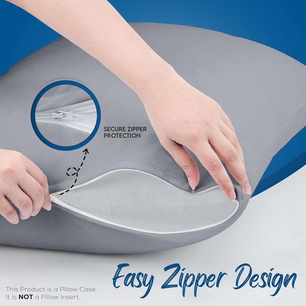 Utopia Bedding Waterproof Pillow Protectors - Bed Bug & Dust Mite Proof | Standard Size Set of 4, Gray