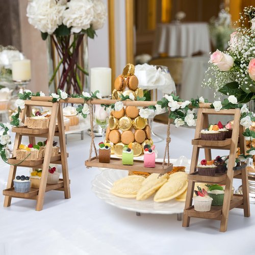 Wooden Cupcake Stand, 3 Tier Cupcake Display Stand for Dessert Display, dessert table display set for Cake Snack Fruit Chips Bread, display stand with Removable Trays, Perfect for Birthday Wedding Party Home Decor