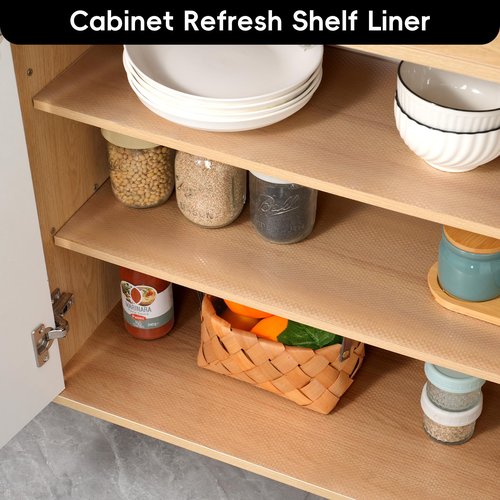 Shelf and Drawer Liner for Kitchen Cabinet,Non Adhesive Durable EVA Shelf Paper, Non Slip Waterproof Decorative Mats for Dresser Cupboard Refrigerator Bathroom Wire Grip Shelves(Clear,12 in X 10 Ft)