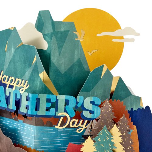 Hallmark Signature Paper Wonder Pop-Up Father's Day Card (Fatherhood Is an Adventure) Mountain, Lake, Trees