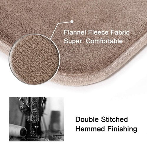 H.VERSAILTEX Bath Mat Memory Foam Set Bathroom Rug Set Flannel Velvety Bath Mat Luxury Extra Soft and Absorbent Non Slip Rugs for Bathroom/Bedroom Washable(2 Pack- 20"x 32"/ 17"x 24", Taupe)