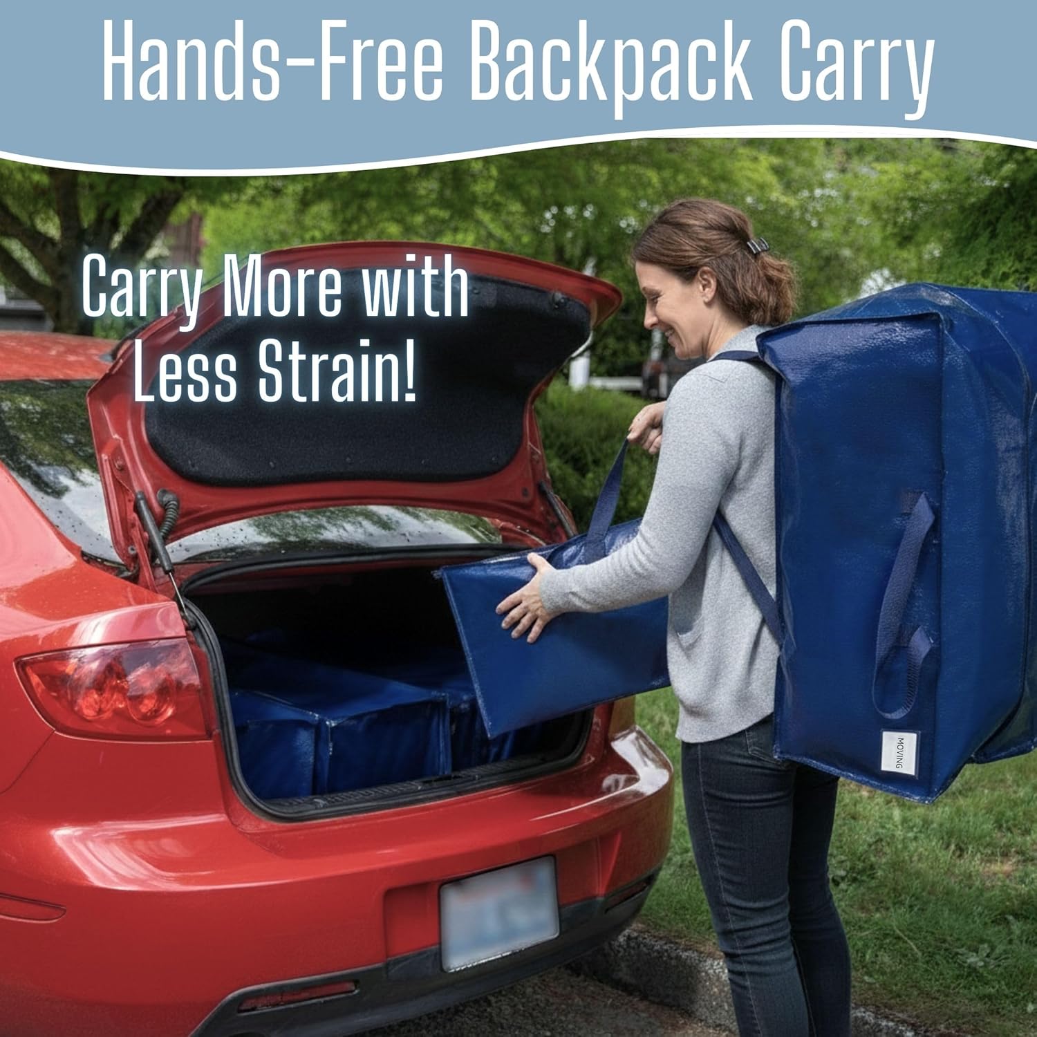 VENO Heavy Duty Moving Bags - 8 Pack with Backpack Straps & Zippers | Extra Large Packing Solution for College Dorms