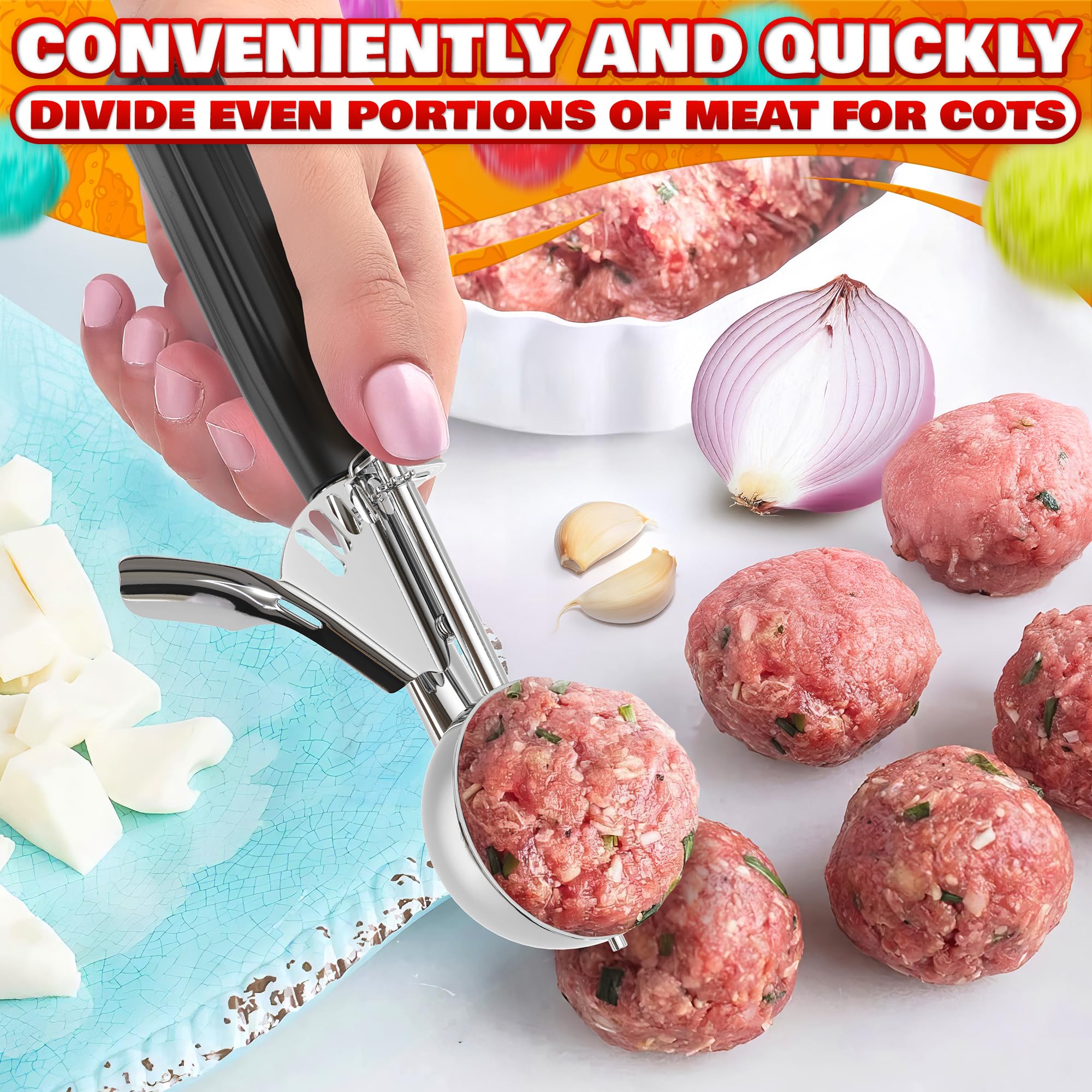 1 Oz Ice Cream Scoop with Trigger #30 - Versatile 1 Oz Scoop for Gelato, Cookie Dough Baking, Sorbet & Meatballs - Rust-Resistant Stainless Steel, Easy to Clean, Great as Valentine Day Kitchen Gift