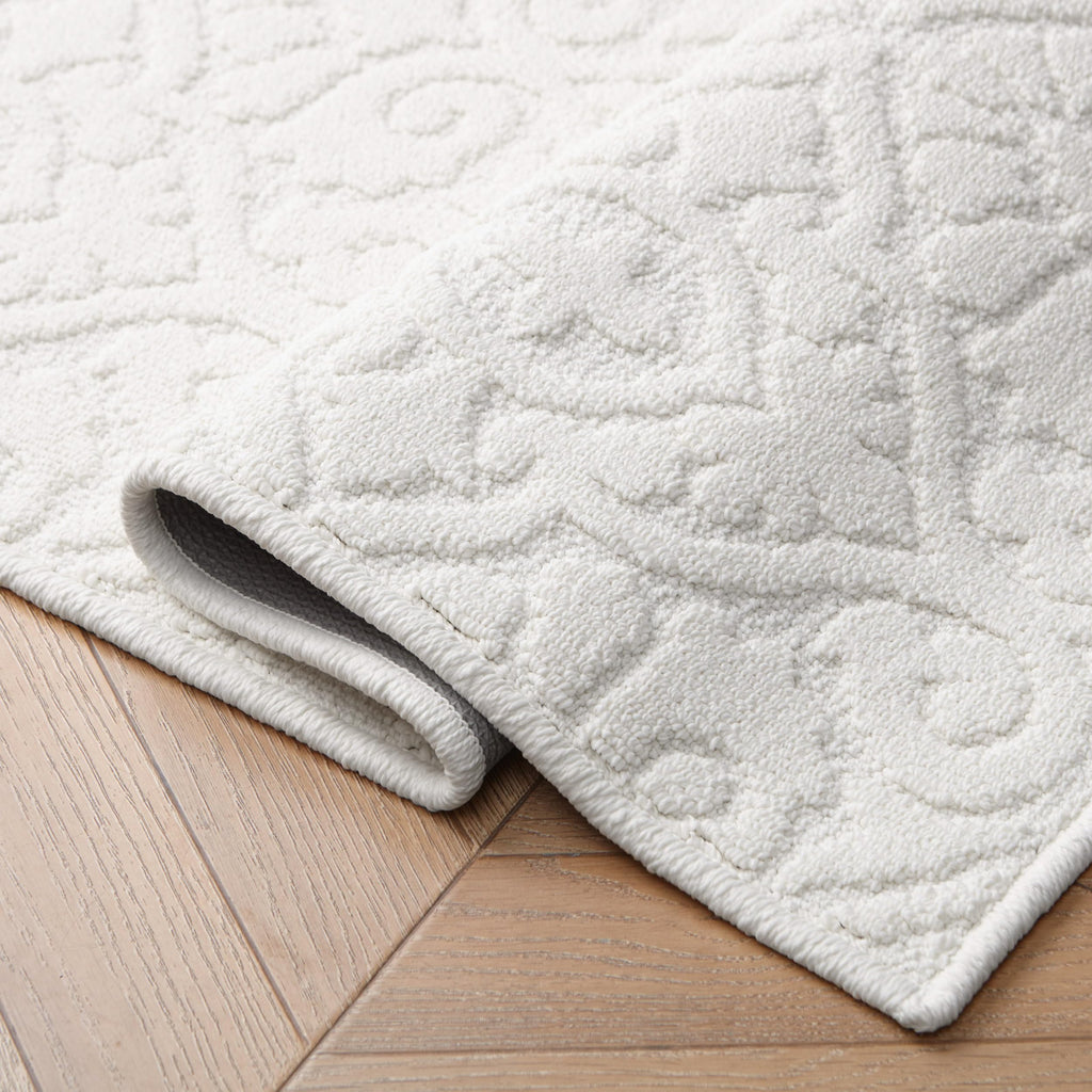 Laura Ashley Hi-Low Tufted 26" x 96" Washable Skid-Resistant Runner Rug - Ivory Feya Solid