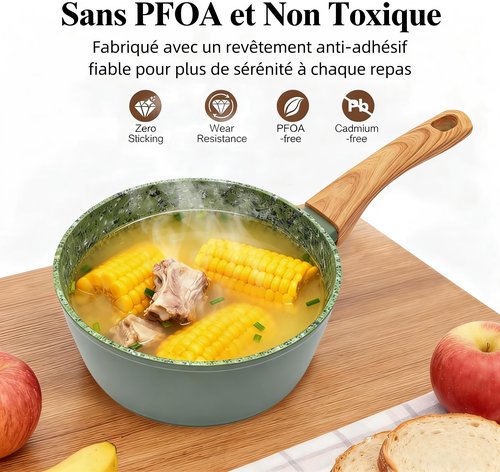 2-Piece Nonstick Cookware Set: 10.25" Egg Pan & 1.4QT Saucepan | 100% Non-Toxic (PFAS/PFOA Free), Dishwasher Safe | The Ultimate Space-Saver for Studio, Dorm & First Apartment