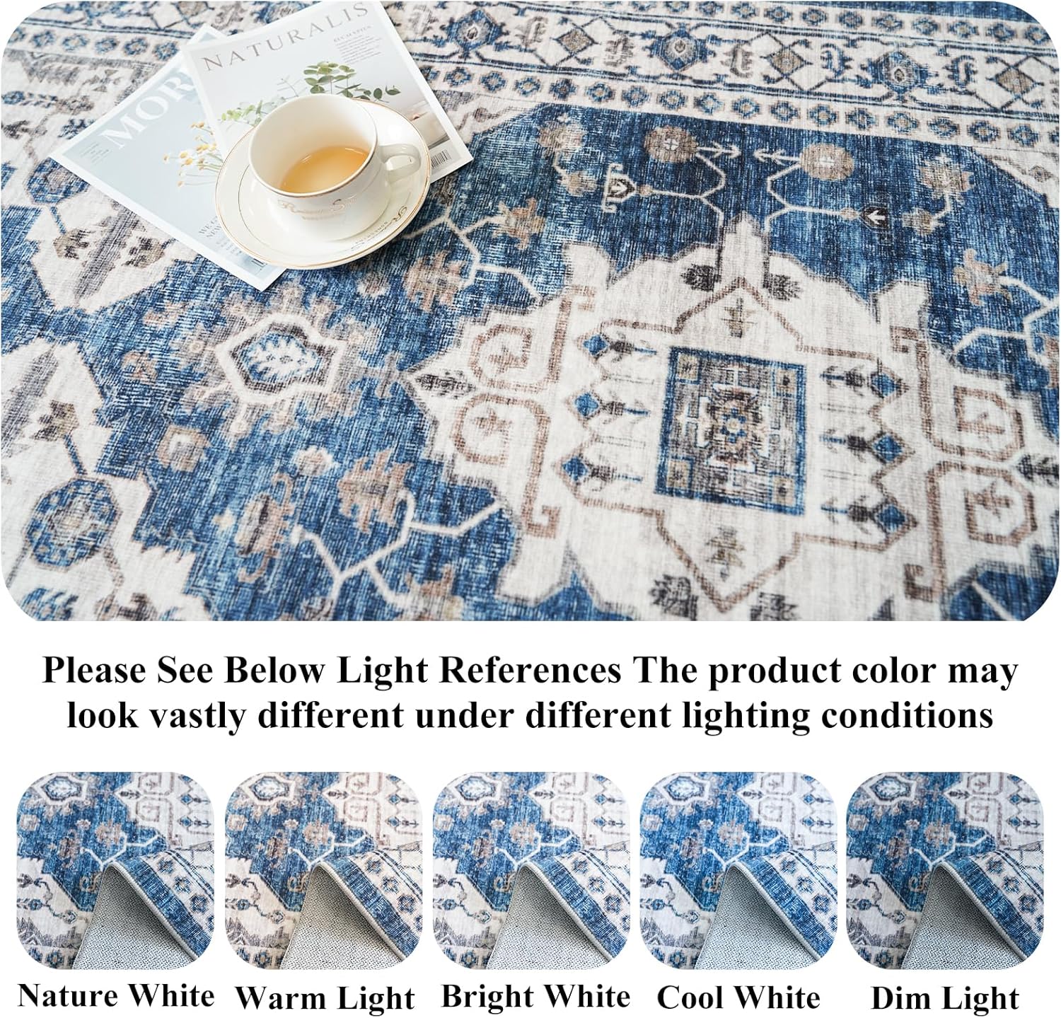 Skiennix Washable Hallway Runner Rug - Ultra Soft Non-Slip Entryway Carpet | 2x6 Feet, Blue