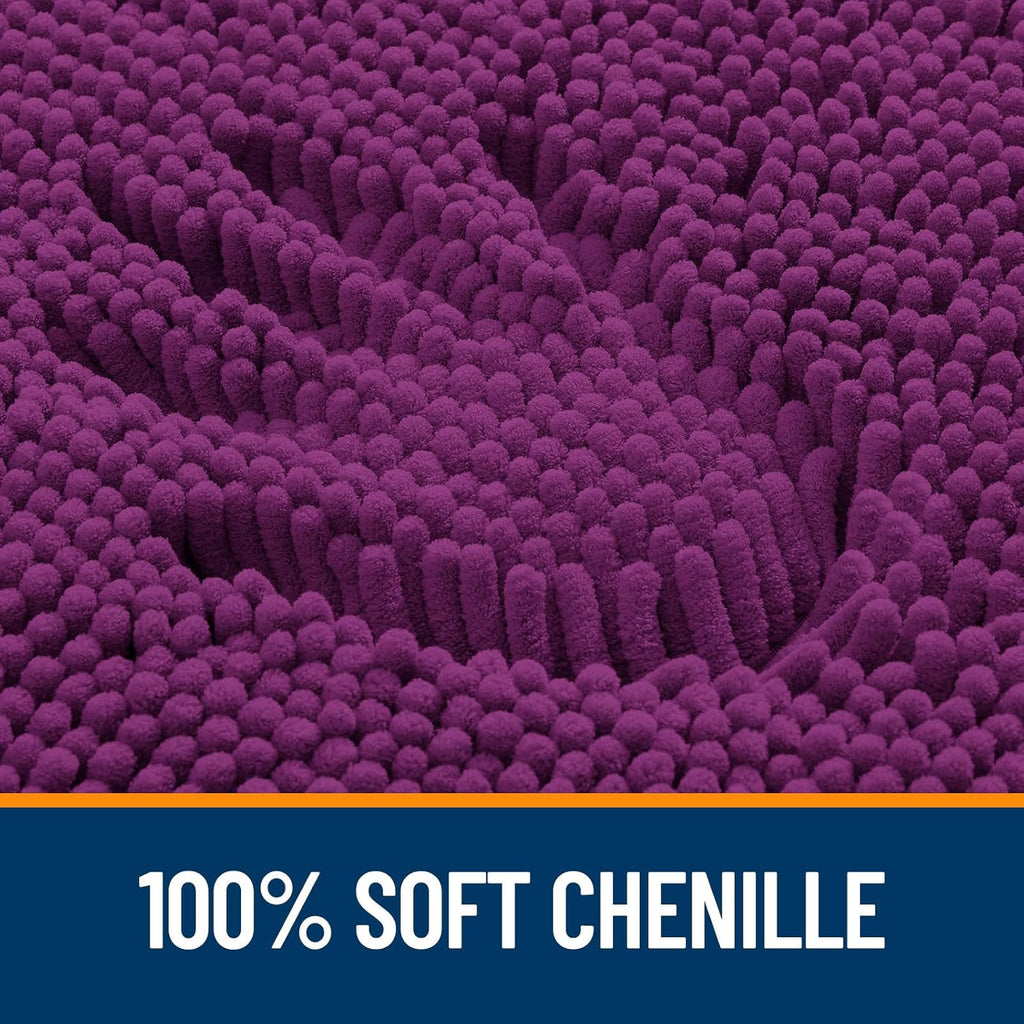 OLANLY Bathroom Rugs - Extra Soft Chenille Bath Mats | 36x24, Quick Dry, Machine Washable, Purple
