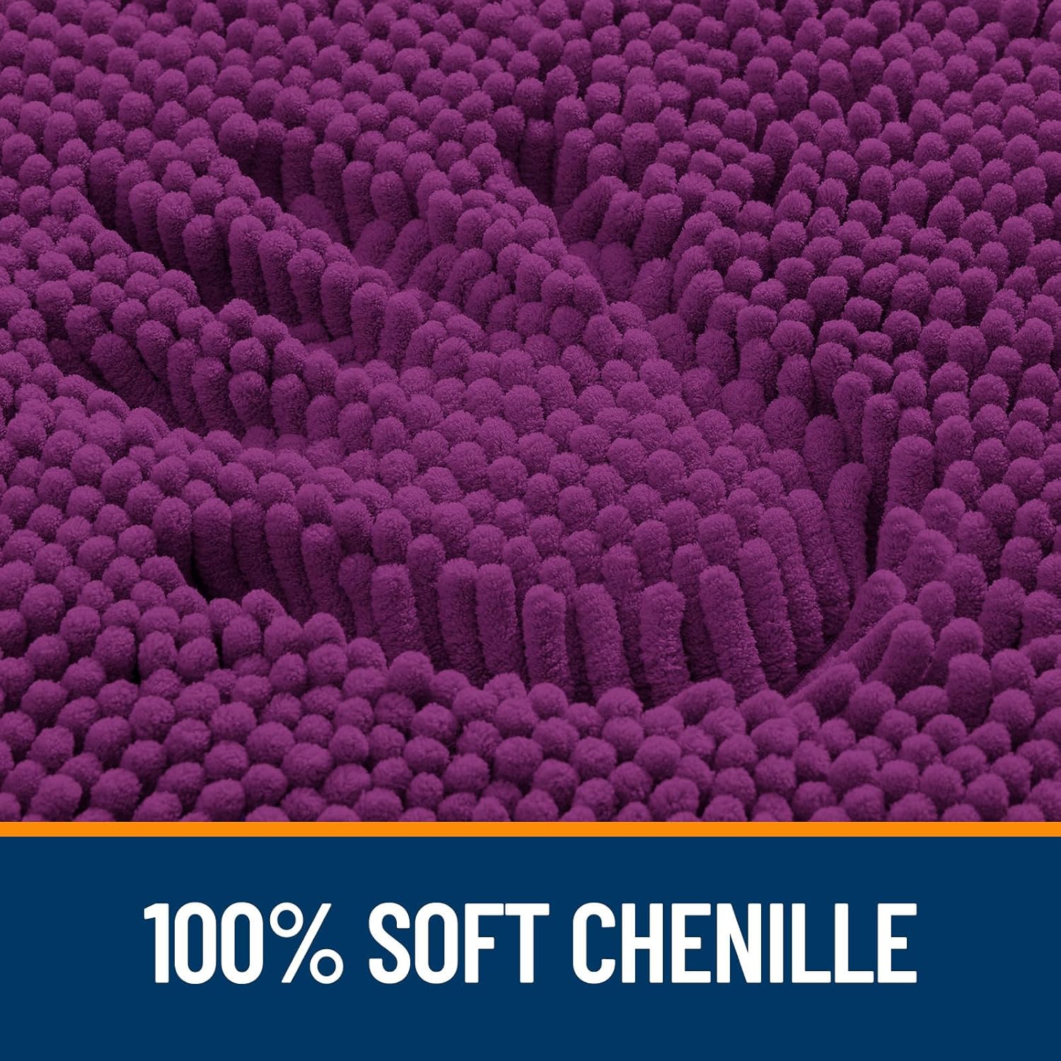 OLANLY Bathroom Rugs - Extra Soft Chenille Bath Mats | 36x24, Quick Dry, Machine Washable, Purple