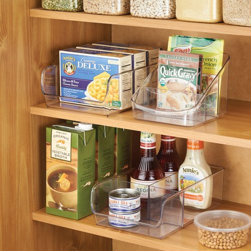iDesign 3-Section Divided Packet Organizer for Kitchen and Pantry Storage - Set of 4 - Clear