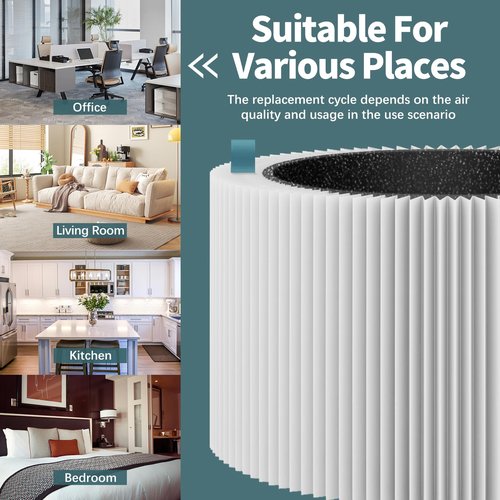 2 Pack 211i Max Replacement Filter Compatible with Blue Pure 211i Max Air Purifier, 2 Stage Filtration System of Activated Carbon Filter and H13 True HEPA Filter
