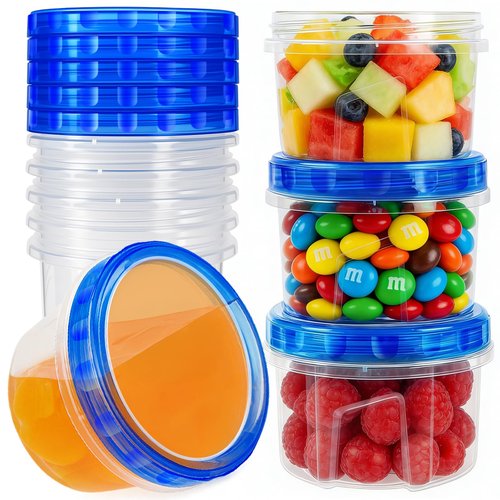 10 Pack 17oz Reusable Freezer Storage Containers with Twist Top Lids Airtight, Clear Plastic Food Storage Meal Prep Containers for Leftover Lunch Fruit Salad Snack, Small Soup Container Microwave Safe