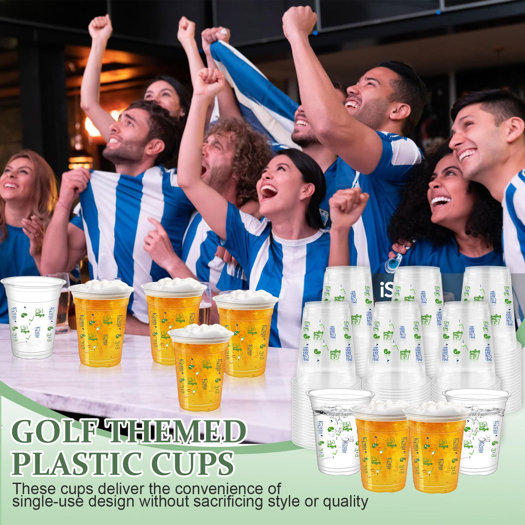 Xihaian 50 Pcs Golf Ball Party Cups,12oz Green Disposable Masters Birthday Bachelor Party Decorations Supplies for Golf Sport Themed Party Favors