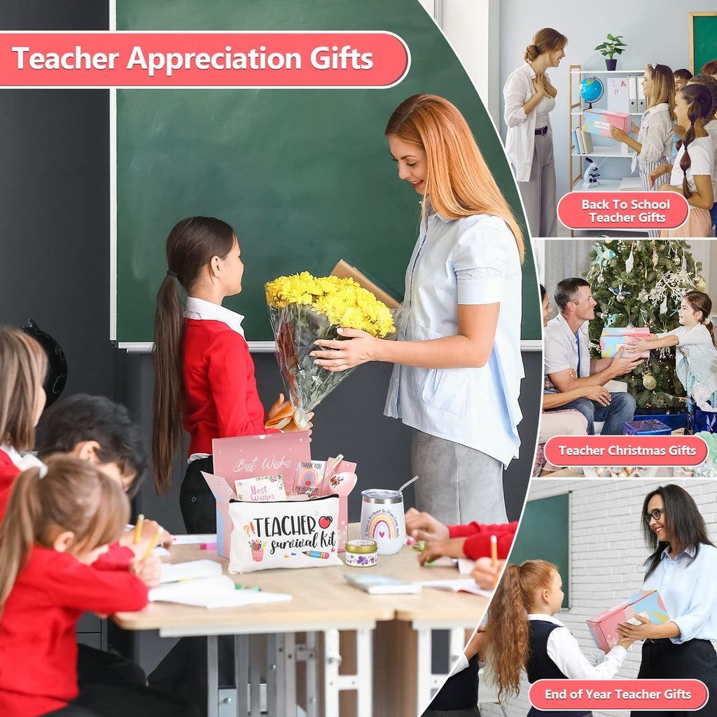 NaiCeay Best Teacher Appreciation Gifts for Women, Christmas, Birthday, Back to School, Thank You Gifts for Teacher, 12 oz Tumbler Gift Basket