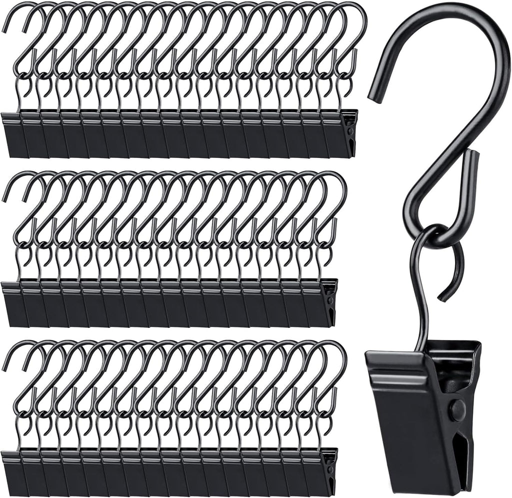 Skiennix 50Pcs Metal Curtain Hanging Clips - Anti-Rust S Hooks for Outdoor String Lights | Perfect for Parties & Camping