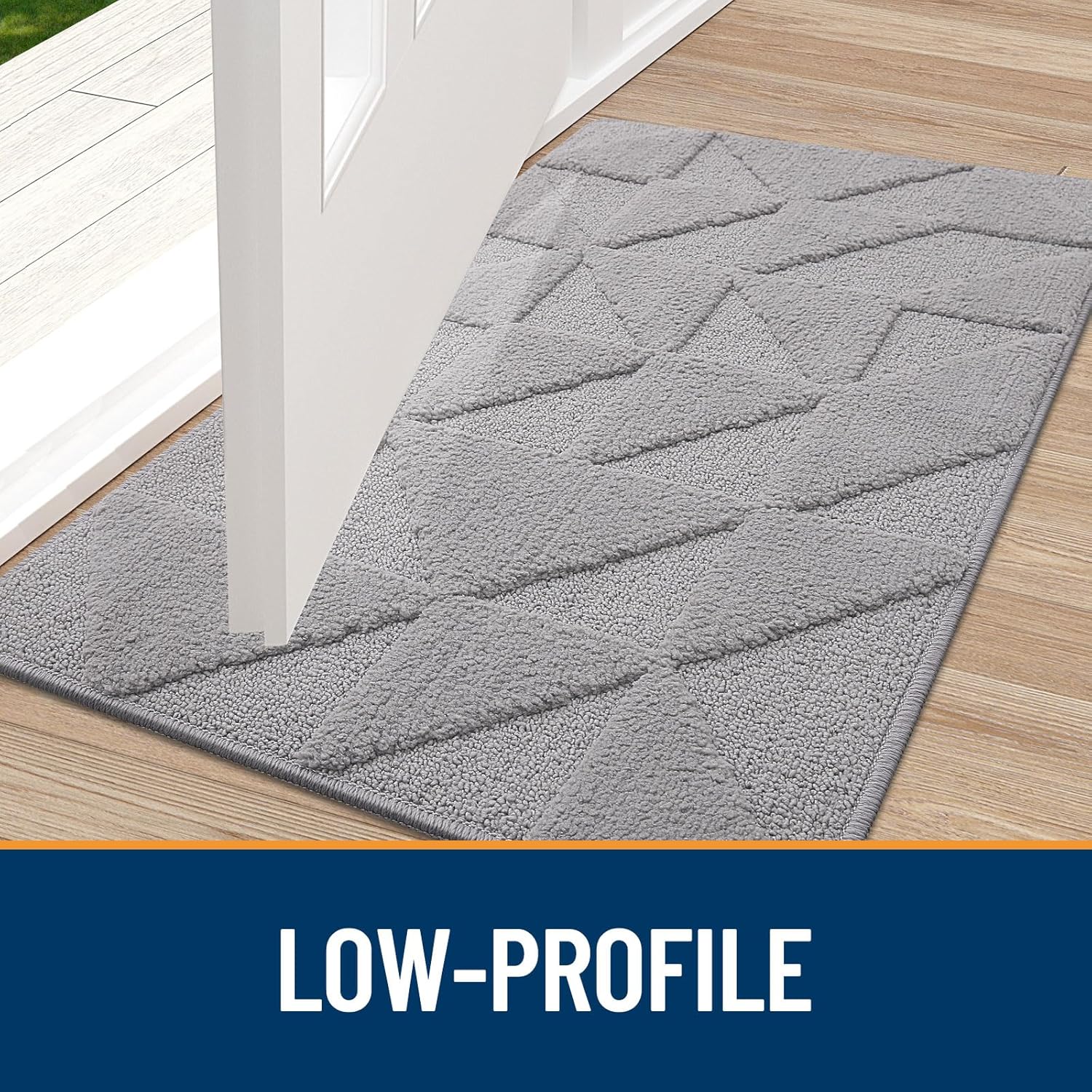 OLANLY Indoor Door Mat - Non-Slip, Absorbent & Washable | Low-Profile Entryway Doormat (32x20 inches, Grey)